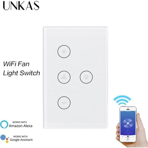 UNKAS Fan/Light APP Remote Control light switch Smart Life Tuya Wifi Alexa Wall Touch Switch Smart Google Home Light Switch