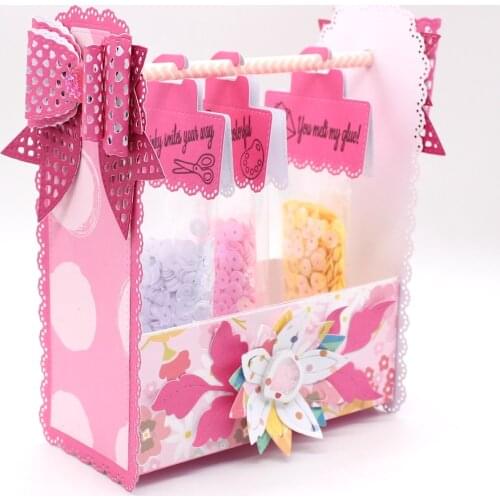 ZFPARTY Craft Caddy Tags and Bag Toppers Metal Cutting Dies Stencils for DIY Scrapbooking Decorative Embossing DIY Paper Cards