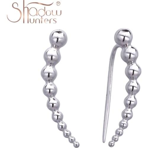 SHADOWHUNTERS Authentic 925 Stelring Silver Round Charms Stud Earrings Women Femme Mujer Luxury Silver 925 Jewelry Making