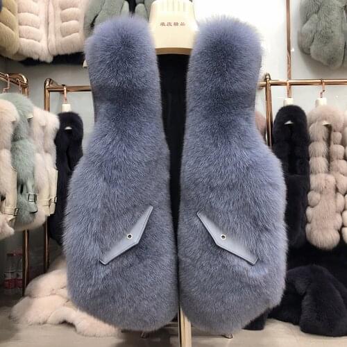 Natural Real Fox Fur Vest Winter Fashion Fur Coat Fox Jacket Female Real Fur Fox Vest Long Fur Coats