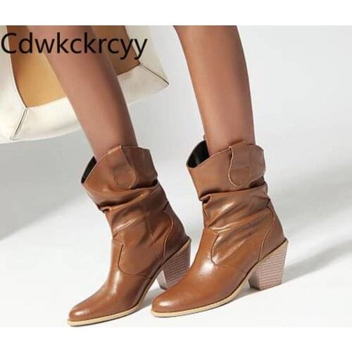 Winter The New Europe and America fashion Pointed Thick heel Knight boots Plus velvet Keep warm High heel Women boots size 34-43