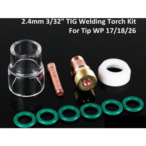 10pcs/Set 2.4mm TIG Welding Torch Stubby Gas Lens #12 Heat Cups For WP-17/18/26 Parts TIG Welding Torch Accessories Replacement