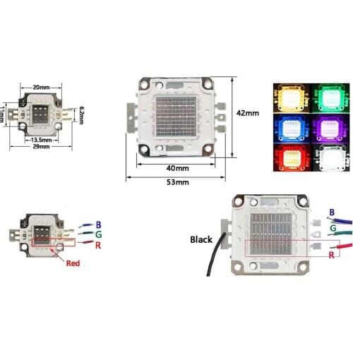 10W 20W 30W 50W 100W LED Chip RGB COB High power quality Lamp bulbs bead colorful Floodlight dimmable Red Green Blue light DIY
