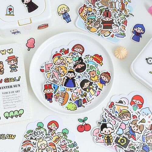 100pcs/pack Fairy Tale Cartoon Sticker Mini DIY Decorative Sticker Diary Notebook Scrapbook Supplies