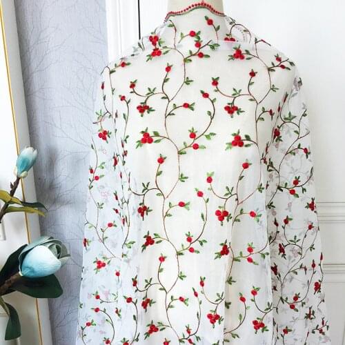 2 Yards Colorful Flowers Embroidery Floral Leaf Lace Fabric for DIY Sewing Bridal Prom Party Dress Flower Girl Curtain supply