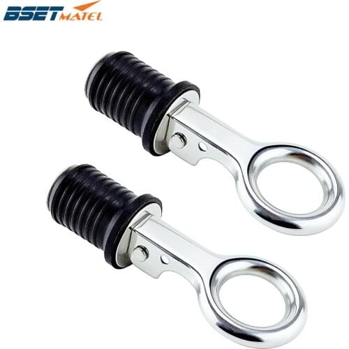 2X StainlessSteel 304 Handle Rubber Drain Plug Snap Tight Flip Style Hull Livewell bilge transom seawall marine boat accessories