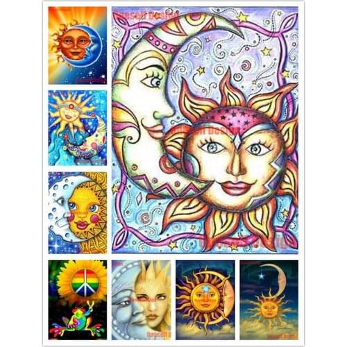 2020 top popular diamond painting 5d moon and sun diy diamond embroidery sale 5d diamond art kit decoration home wall sticker