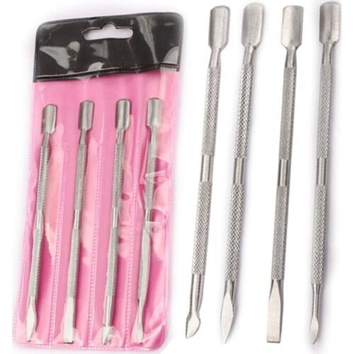 4 Pcs/Set steel Double-ended Cuticle Pusher Dead Skin Remover Manicure cleaner Care nails art tool All for manicure set
