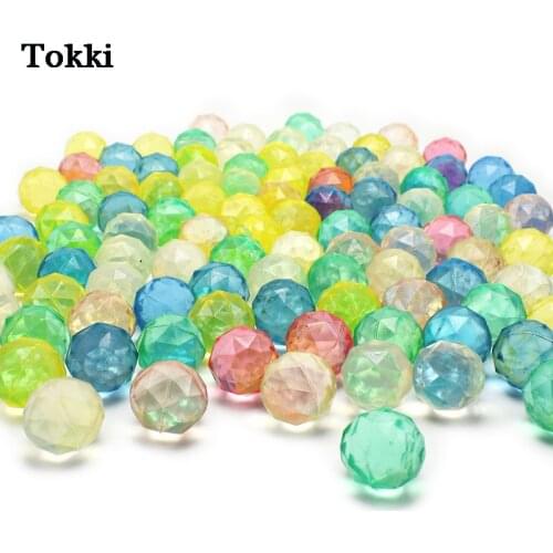 5/10pcs/set Funny Diamond Bouncing Ball Floating In Water Child Elastic Rubber Ball Rainbow Color Bouncy Toys For Kids Gift