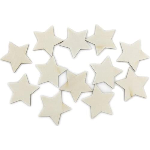 50pcs 30mm Natural Wood Star Pattern Wooden Scrapbooking Art Collection Craft for Handmade Accessory Sewing Home
