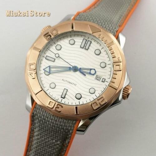 Bliger 41mm sapphire glass ceramics bezel white sterile dial date luminous rubber strap automatic mens top luxury business watch