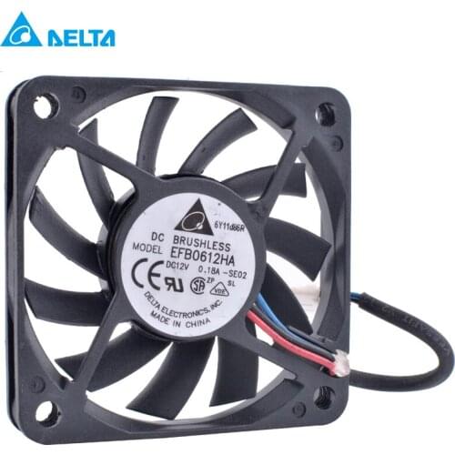 EFB0612HA 6cm 60mm fan 6010 12V 0.18A 3-wire double ball bearing large air volume cooling fan
