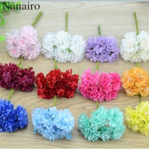 72pcs Silk Stamen Daisy Artificial Flower Bouquet For Wedding Decoration DIY Scrapbooking Handmade Wreath Craft Fake Flowers