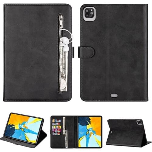 Zipper Flip Leather Auto Sleep / Wake Case For iPad Pro 11 inch 2020 Card Holder Wallet Book Stands Cover For iPad Pro 11 "