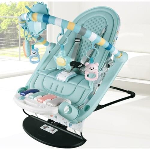 Newborn Baby Rocking Chair Electric Toy Fitness Frame Gym Mat Kids Swing Folding Comfortable Recliner Rattle 0-18month