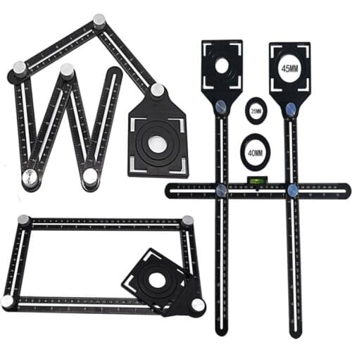 New Hot Tile Hole Locator Adjustable Tool Masonry Glass Fixed Angle Measuring Ruler Universal Angular Template 4/6/12 Fold
