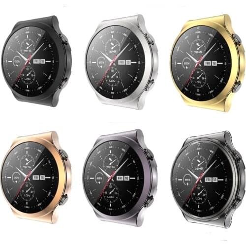 TPU Soft Full Screen Glass Protector Case Shell Edge Frame For Huawei Watch GT 2 Pro Strap Band GT2 Protective Bumper Cover