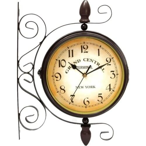 Wall mount Double-Sided Clock Vintage Double Sided Wall Clock Train Grand