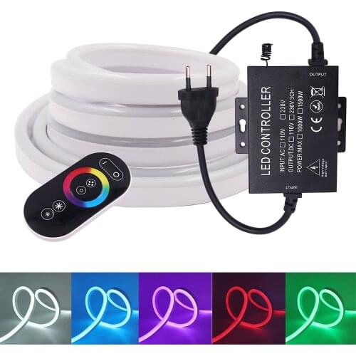 RGB 5050 Neon Light Led Strip Light 220V 2835 SMD Outdoor Waterproof Led Ribbon 120Leds/m Flexible Led Tape Neon Sign Lights