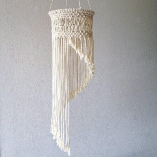 NORDIC MACRAME WALL HANGING HANDMADE CHANDELIER LAMPSHADE COTTON WOVEN TAPESTRY WALL HANGING HOMESTAY MODEL ROOM BOHO DECOR