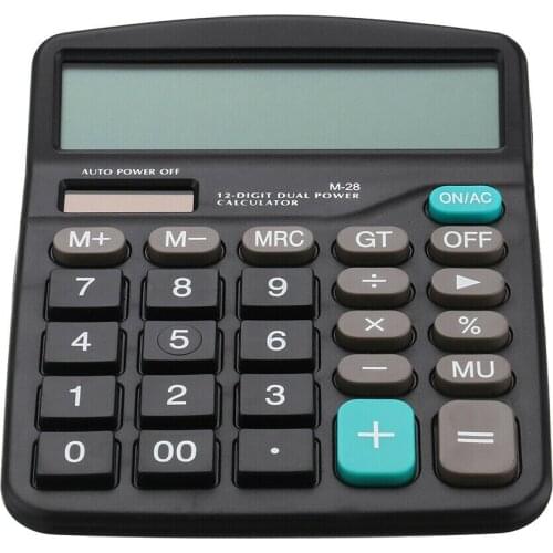 Portable Solar Battery Desktop Calculator Basic 12-Digit Large Display Office Business