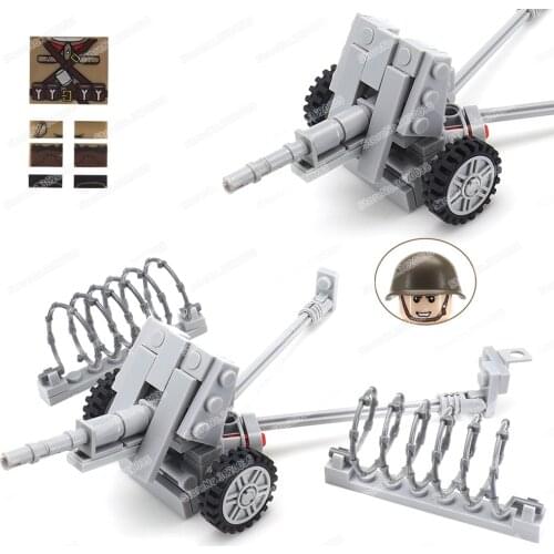 Military Soviet Army M1930 Anti-tank Gun Building Block Moc WW2 Figures War Weapons Assembly Model Child Christmas Gift Boy Toys
