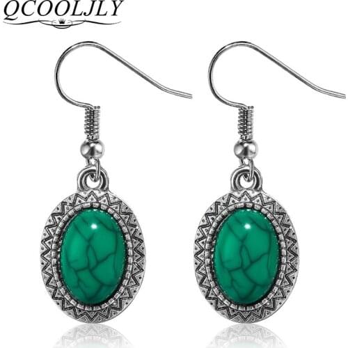 QCOOLJLY CZ Elegant Women Wedding Jewelry Delicate Water Drop Green Cubic Zirconia Stones Bridal Hanging Earrings For Brides