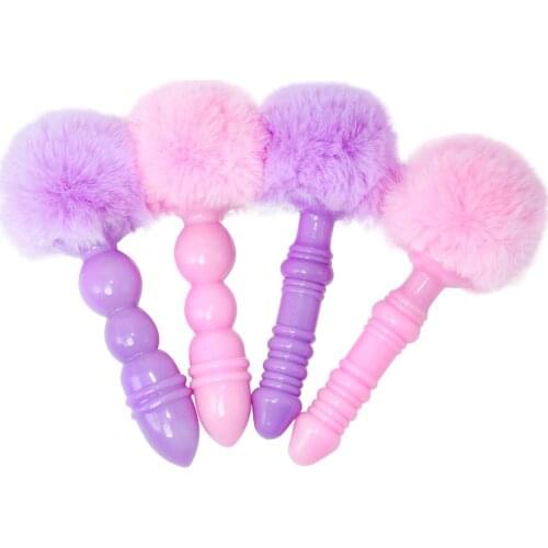 Adult sex toys soft glue posterior chamber anal plug hairy ball tail anal toy