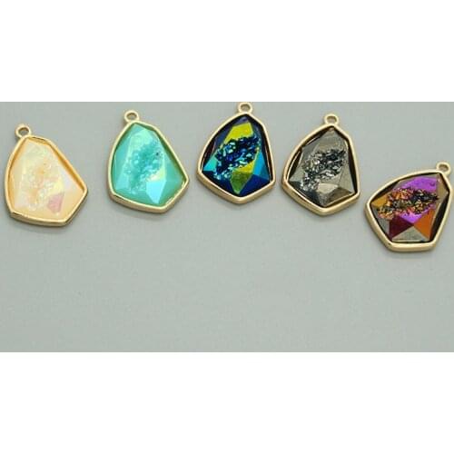 5pcs Unique Irregular Geometry Resin Stone Earring Pendant Bohemia Shiny Necklace Earrings Charms Make Mix Jewelry Accessory