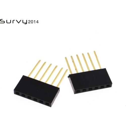 10 / 50PCS pin header 6 pin 2.54mm long single row female fragile electronic component parts safety accessories diy electronics