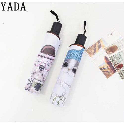 YADA Cartoon Cats&Dog Umbrella Sunny Rain uv Animal Cat Doctoral Dog Umbrella For Women Windproof Manual Folding Umbrellas YS787