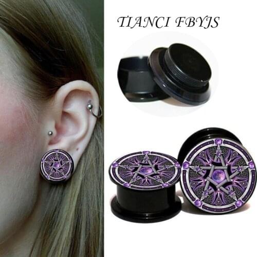 Tianci FBYJS Purple star Acrylic Ear Gauge Plug And Tunnel Ear Stretcher Expander Screw Fit Plug Piercing Body Jewelry Flesh
