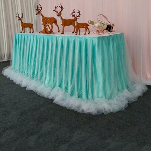 Tulle Tutu Table Skirt For Wedding Baby Shower Party Tablecloth Desk Decor Multi-Color Table Skirt