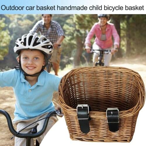 Outdoor Hand Woven Baskets Rattan Woven Childrens Bicycle Baskets Bicycle Front Frame Case Holder Fruit Basket Toy Basket
