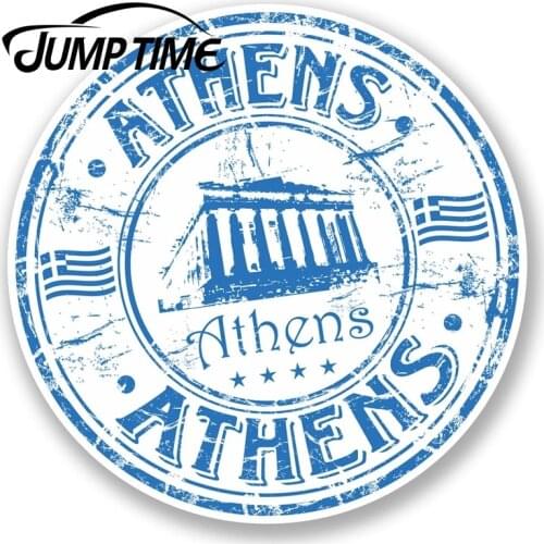 Jump Time for Athens Greece Vinyl Sticker Luggage Travel Tag Greek Laptop Car Decal Rear Windshield Waterproof Car Accessories