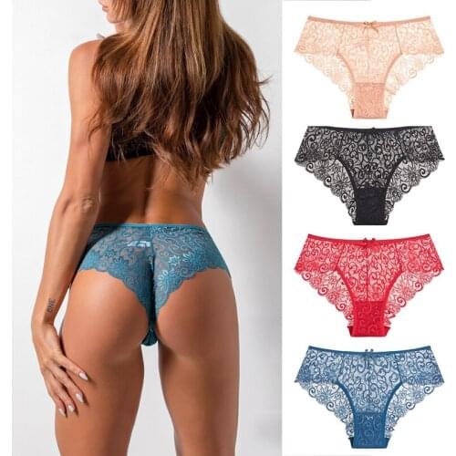 S/XL Fashion High Quality Women Panties Transparent Underwear Women Lace Soft Brief Sexy Lingerie Mid-waist Lace Cutout Panties