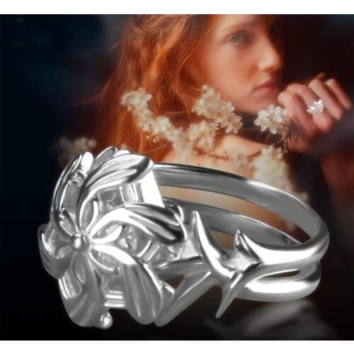 LOTR Lord OfThe Rings Galadriel Nenya Ring Of Water Hobbit Elf Ring 925 Sterling Silver Rings For Women Jewelry Gifts