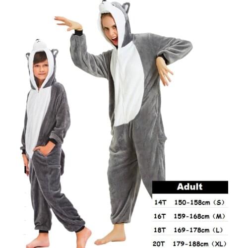 Animal Adult Grey Husky Stitch Unicorn Totoro Onesies Pajamas Anime Cartoon Cosplay Costumes Sleepwear Outfit Jumpsuits