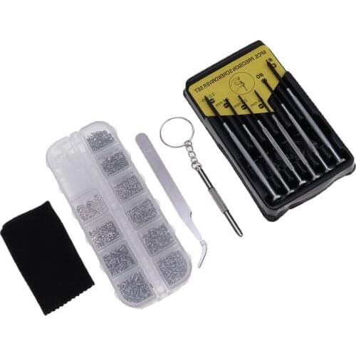 1100pcs Glasses Screws Tool Set for Sunglasses with Key-chain Screwdriver, Tweezers, and Glasses Cleaning Cloth