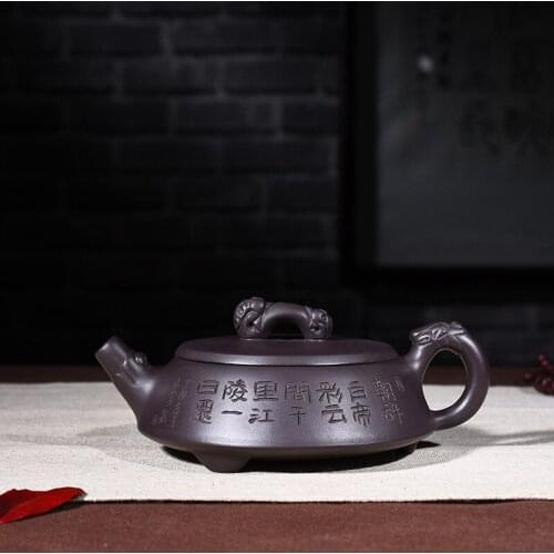 200ml Genuine Yixing Zisha Tea Pot Famous Handmade Raw Ore Purple Mud Large Mouth Dragon Stone Teapot Kung Fu Tea Kettle