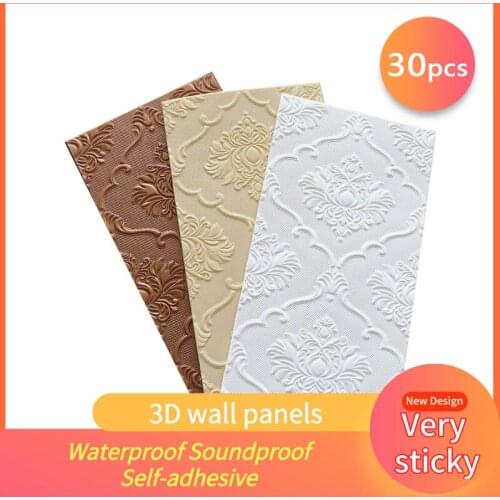 30Pcs 3D Wall Stickers Living Waterproof Foam Room Bedroom DIY Adhesive Wallpaper Soft Art home Wall Stickers Decals