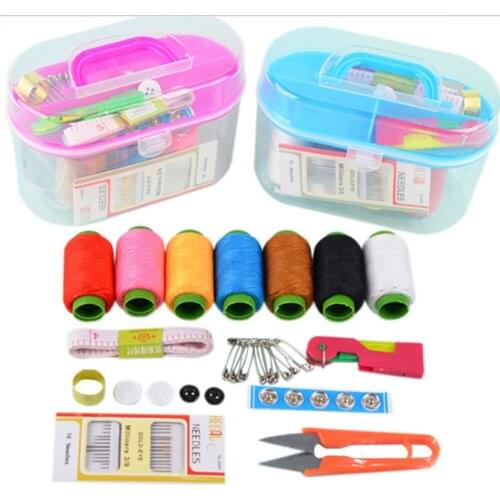 46pcs Sewing Kit Storage Box Storage Box Sewing Tool Accessory DIY Apparel Hand Stitching Thread Pins Thimble Tool