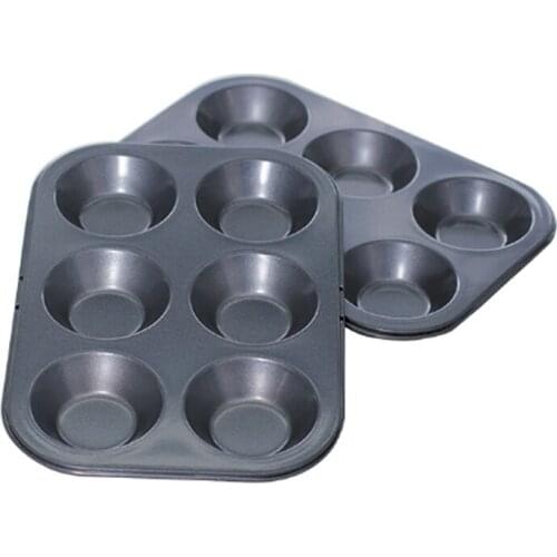 6 Cups DIY Baking Tools Non-stick Steel Cupcake Mold Egg Tart Baking Tray Dish Muffin Cake Mould Biscuit Pan Bakeware