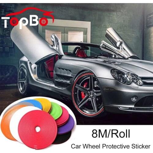 Auto 8M Roll Car Wheel Vehicle Tire Rims Protectors Decor Color Strip Tire Guard Line Rubber Moulding Trim Exterior Accessories