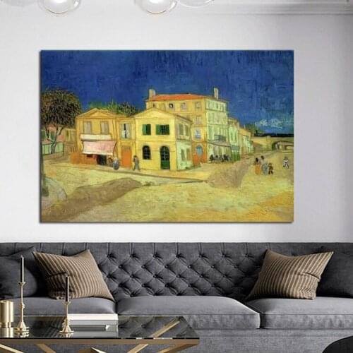 Large 100% Hand Painted Handmade Van Gogh Famous Arles House Oil Paintings Canvas Wall Art Pictures Decoration Frameless
