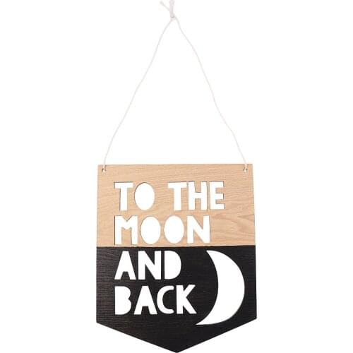 Rustic To the Moon and Back Wooden Sign Wall Wedding Birthday Baby Shower Room Hanging Decoration Photo Prop