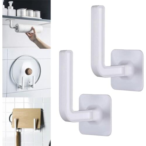 2/4/6/8 Pcs Punch-Free Strong Adhesive Paper Towel Holder Plastic Wall Mount Spool Paper Holder for kitchen Cabinet