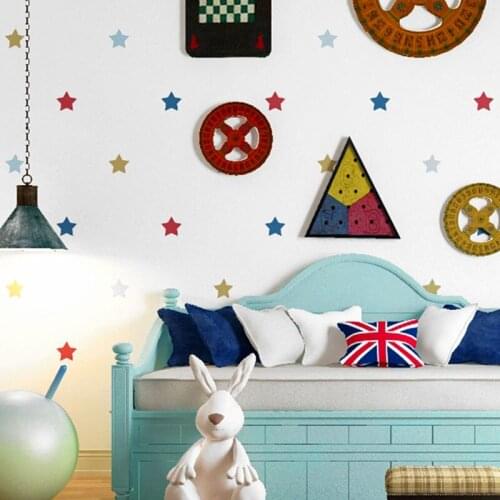 Childrens Bedroom Wallpaper 3D Cartoon Color Star Boys And Girls Background Wall Paper Roll Home Decor Non-Woven Wall Coverings