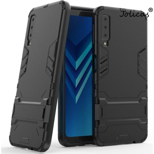 For Samsung Galaxy A7 2018 A750 Case Cover and Hard PC Luxury Armor Shockproof Metal Ring Holder Case for Samsung Galaxy A7 2018