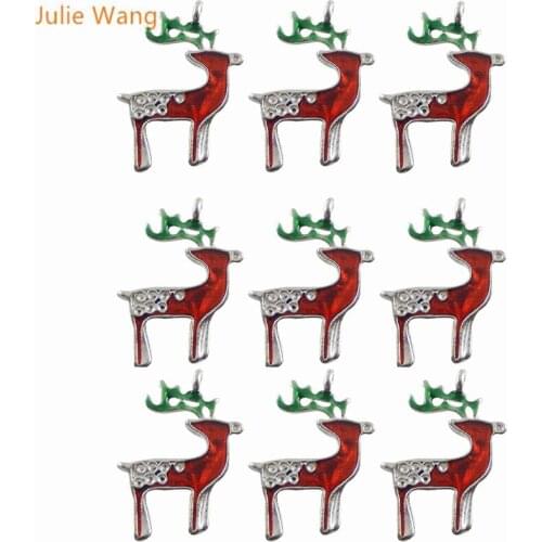 Julie Wang 20pcs Reindeer Style Zinc Alloy Charms Necklace Pendants Handicrafts Christmas DIY Jewelry Crafts Making Accessories